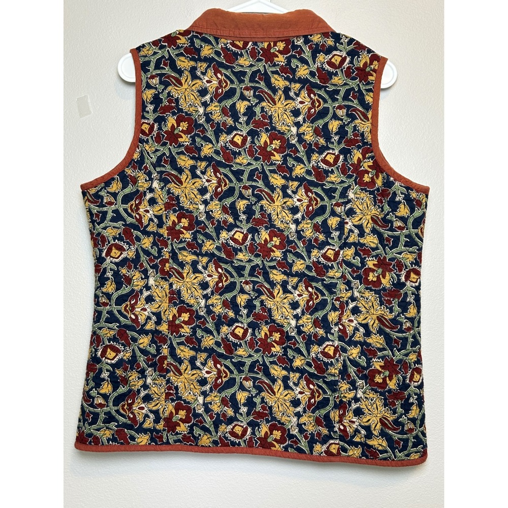 Citicraze Women's L Quilted Floral Cotton Vest Boho Cottagecore Button Front - Picture 4 of 6